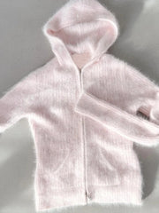 Cyflymder  Y2k girls pink zipper hooded soft waxy autumn and winter style lazy mink knitted cardigan sweater jacket jacket with a short top