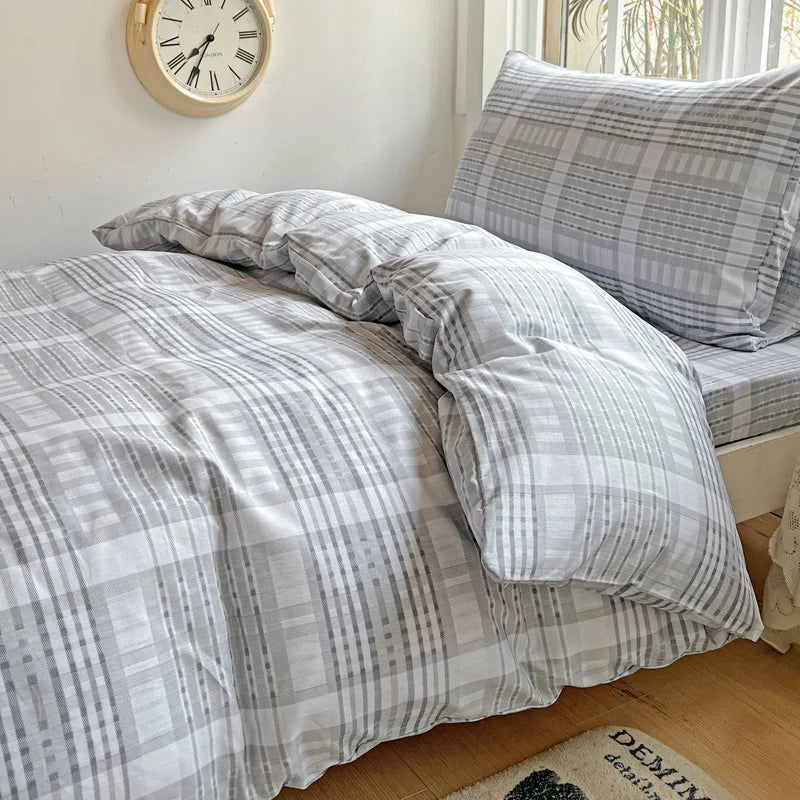 Cyflymder Pure Cotton Printed Student Bedding Set Single Queen Skin Friendly Bed Linens Skin Friendly Soft Comforter Set for All Seasons