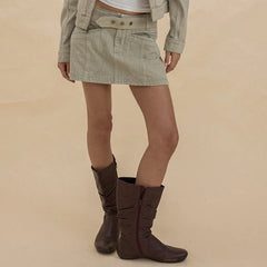 Cyflymder  Women Y2k Vintage Denim Mini Skirt Sexy Low Rise Stretch Casual Cute A Line Short Jean Skirts with Pockets