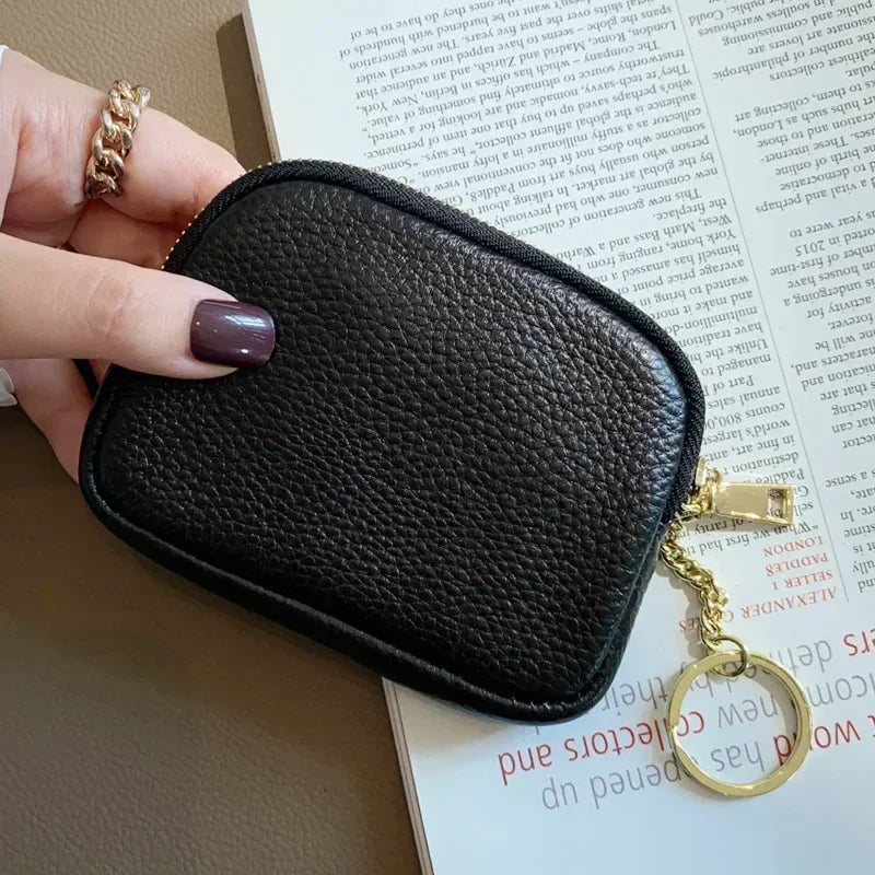 Cyflymder Fashion Genuine Leather Short Women Wallet Clutch Coin Purse Card Holder Organizer Bags Mini Zipper Cute Money Bags