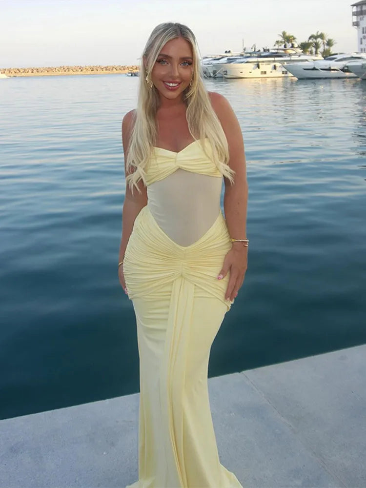 Cyflymder  Sexy Party Women Dress Halter Sleeveless Backless Slim Hip Package Maxi Slid Female Dresses 2025 Evening Elegant Chic Lady Robe