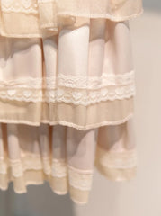 Cyflymder  Pink Lace Trim Ruffles A-line Skirts Women Summer New Cotton Elastic High Waist Short Faldas Sweet Preppy Style Cute Mini Skirt