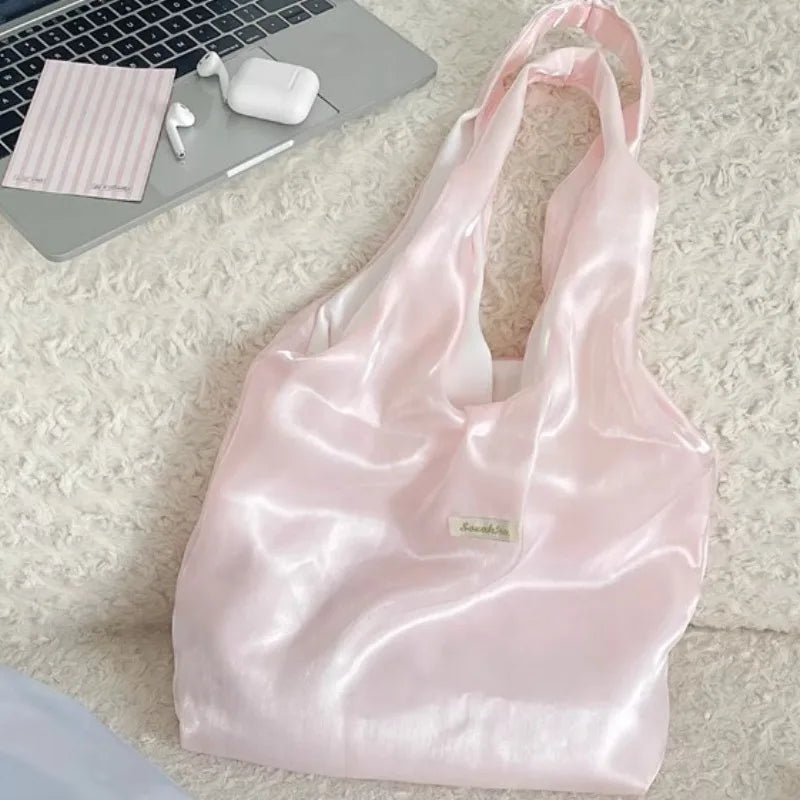 Cyflymder  Korean Elegant Y2k Aesthetic Chic Shoulder Handbags Glossy Tender Fairy Underarm Bag Trendy Fashion Casual Women Shopping Bags