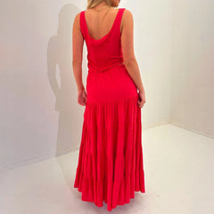 Cyflymder  Womens 2 Piece Maxi Skirt Set Lace Up Sleeveless Tank Top and Flowy Long Skirt VintageY2K Summer Party Beach Outfits