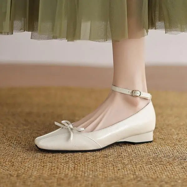 Cyflymder  Shoes Woman 2025 Bow-Knot Female Footwear Square Toe Autumn Casual Sneaker Shallow Mouth Low Heels New Butterfly Dress Big Size
