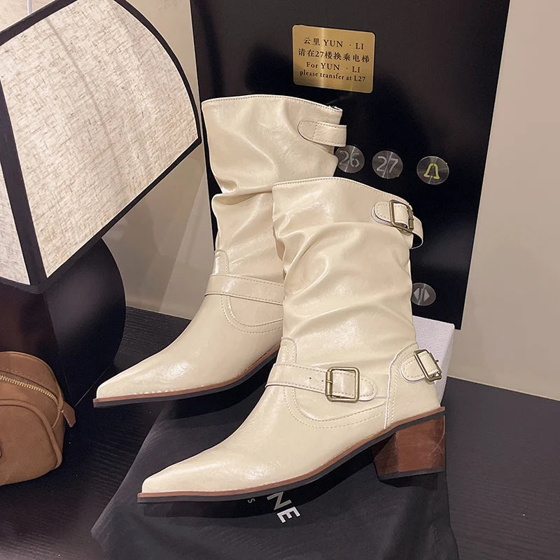 Cyflymder  Boots Women New 2025 Buckle Autumn Footwear Luxury Designer Female Shoes Pointed Toe Fashion Ladies Chelsea Boots Plus Size 42