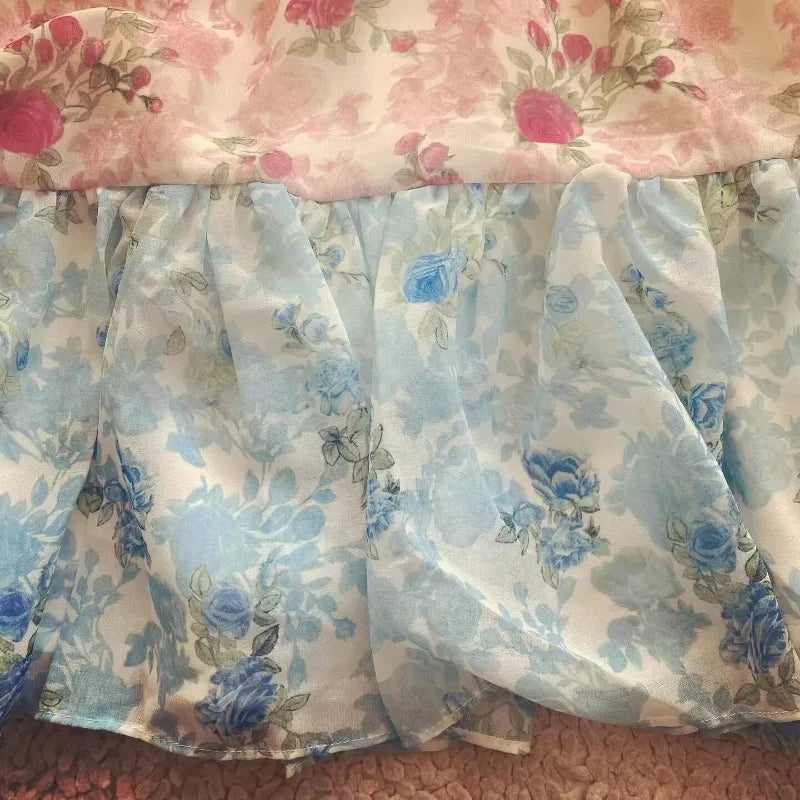 Cyflymder  floral short sleeve dress women ruffled mini summer dress cute ladies dresses bow tied front sexy dress for women