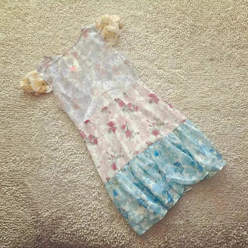 Cyflymder  floral short sleeve dress women ruffled mini summer dress cute ladies dresses bow tied front sexy dress for women