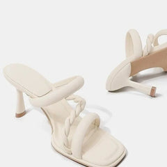 Cyflymder  Spring and Autumn Slipper Woman Casual Shoes Summer High Heels Fashion Leather High-heeled Slipper 6858