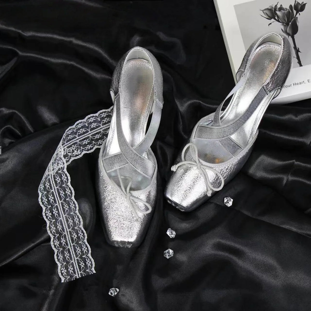 Cyflymder   French Butterfly Knot Ballet Flats 5CM Heightening New Women's Crossed Strap Round Head Comfortable Mary Janes Shoes
