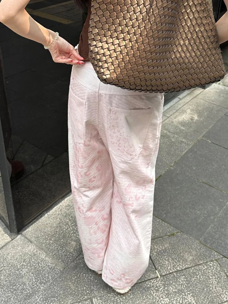 Cyflymder  Vintage Print Y2K Pink Pant Women Streetwear Loose High Waist Retro Trousers American Casual Harajuku Hip Hop Bf Pants New