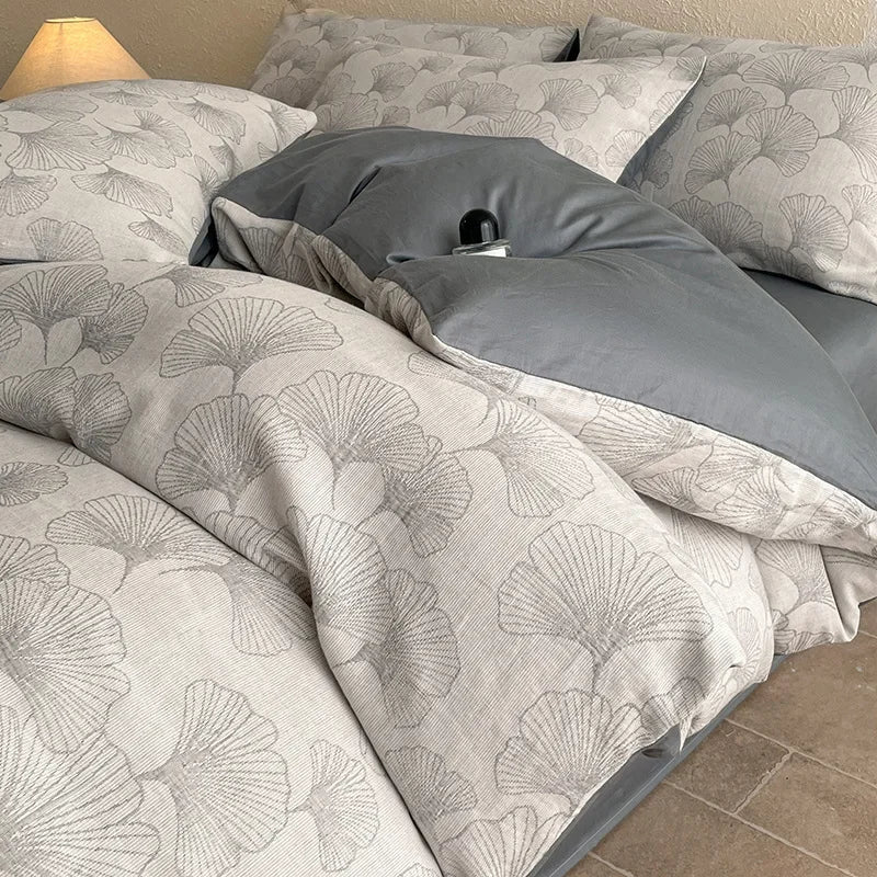 Cyflymder  Light Luxury Soft Thick 100% Cotton Flat Sheet Sets Satin Jacquard Silky Bedding Set for Seasons Single Double Bed Comfort Set
