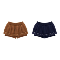 Cyflymder  Star Flower Jacquard Knitted Casual Pants Women Wear Wool Pants High Waist Loose Shorts