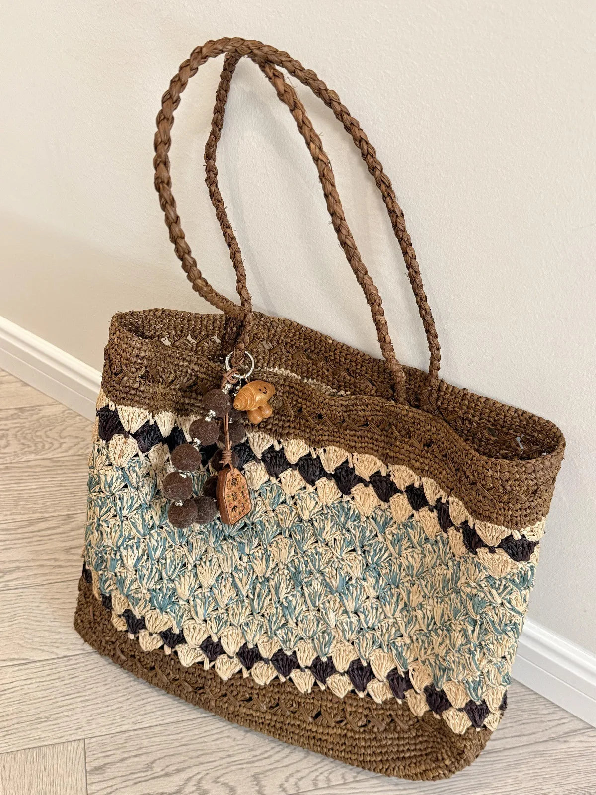 Cyflymder  Retro Hand Woven Tote Bag Women Summer Holiday Large Capacity Straw Bag Commuter Versatile Single Shoulder Bag Casual Fashion