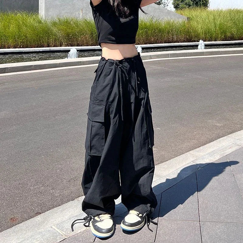 Cyflymder  Y2K Cargo Pants Women Oversized Wide Leg Sweatpants Streetwear High Waist Baggy Joggers Harajuku Hip Hop Casual Sports Trousers