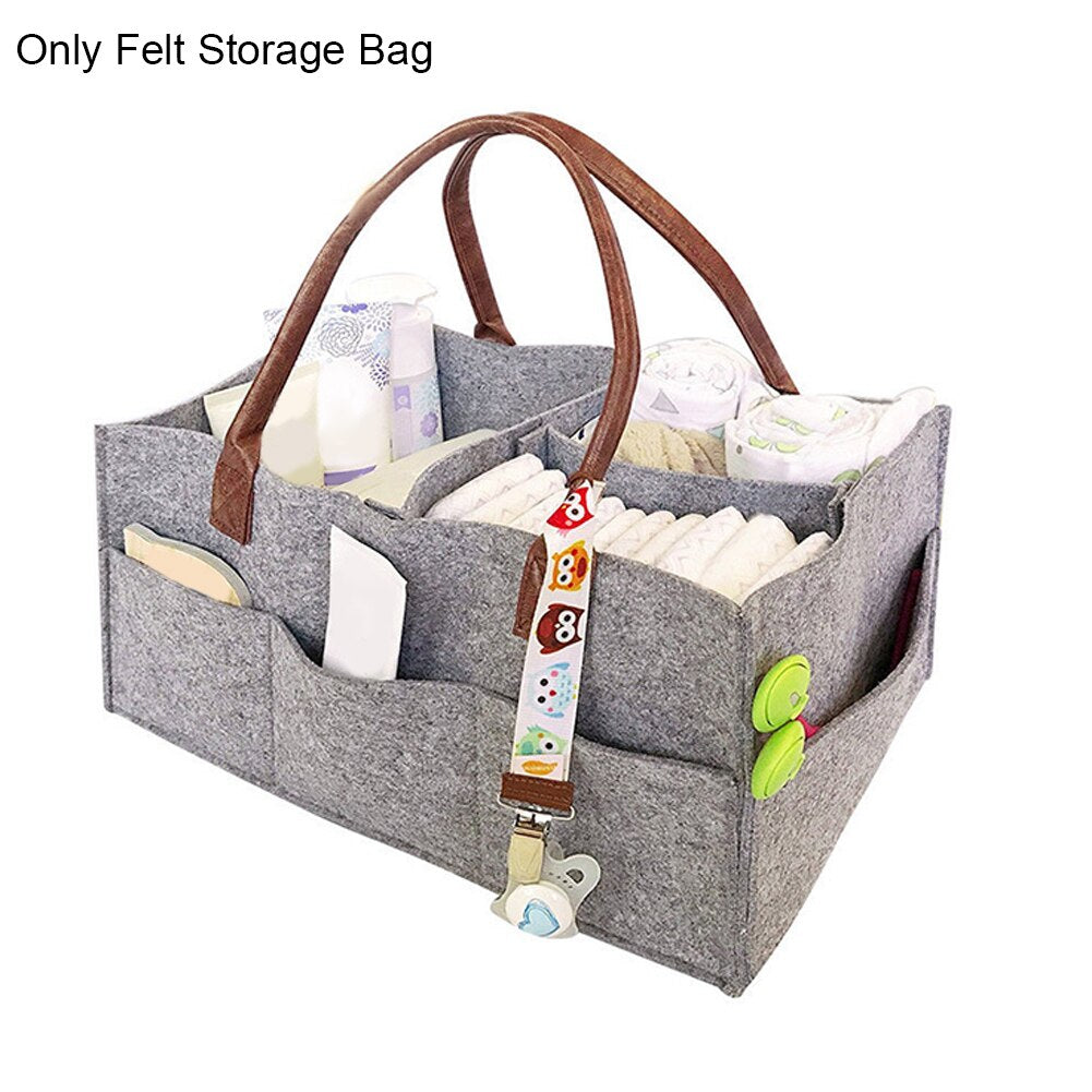 Cyflymder Foldable Felt Storage Bag Baby Diaper Caddy Organizer Car Travel Bag Nursery Basket