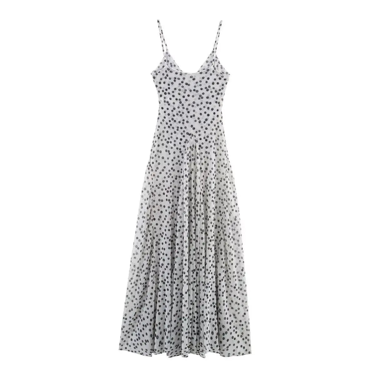 Cyflymder  Summer New Temperament Polka Dot Long Dress To Wear Outside