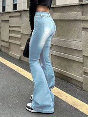 Cyflymder  Woman Vintage High Waist Flare Jeans Female Stretchy Bootcut Tight Denim Pants Women Bell Bottoms Casual Slim Fit Trousers