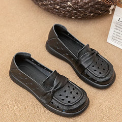 Cyflymder  Summer Women Loafers Genuine Leather Comfort Flat Mother Shoes Female Footwear Slip-On Women's Flats Comfortable Handmade Shoes