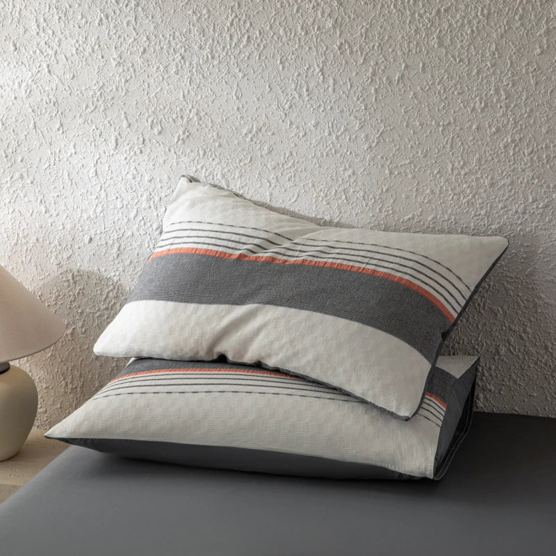 Cyflymder  Bedding Set 100% Cotton Simple Vertical stripes Duvet Cover Set  Double Queen King Size Nordic Quilt Cover Bed Sheet Pillowcases