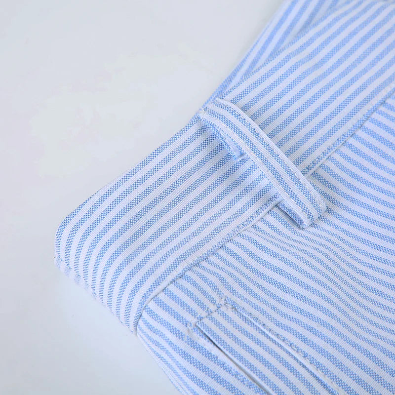 Cyflymder  Casual Slim Striped Shorts Holiday Basic Folds Low-Waisted Shorts Women 2025 Summer Fashion Streetwear Ladies Office