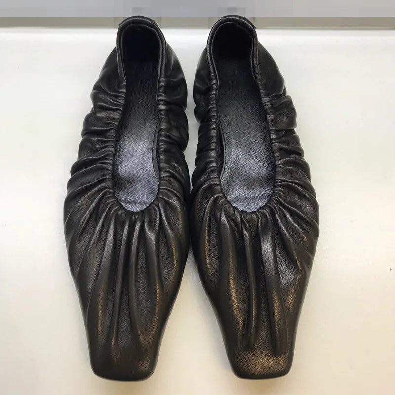 Cyflymder  Shoes Woman Flats Low Heels Shallow Mouth Dress Rubber PU Shallow Mouth Low Heels Shoes Woman Flats Dress PU