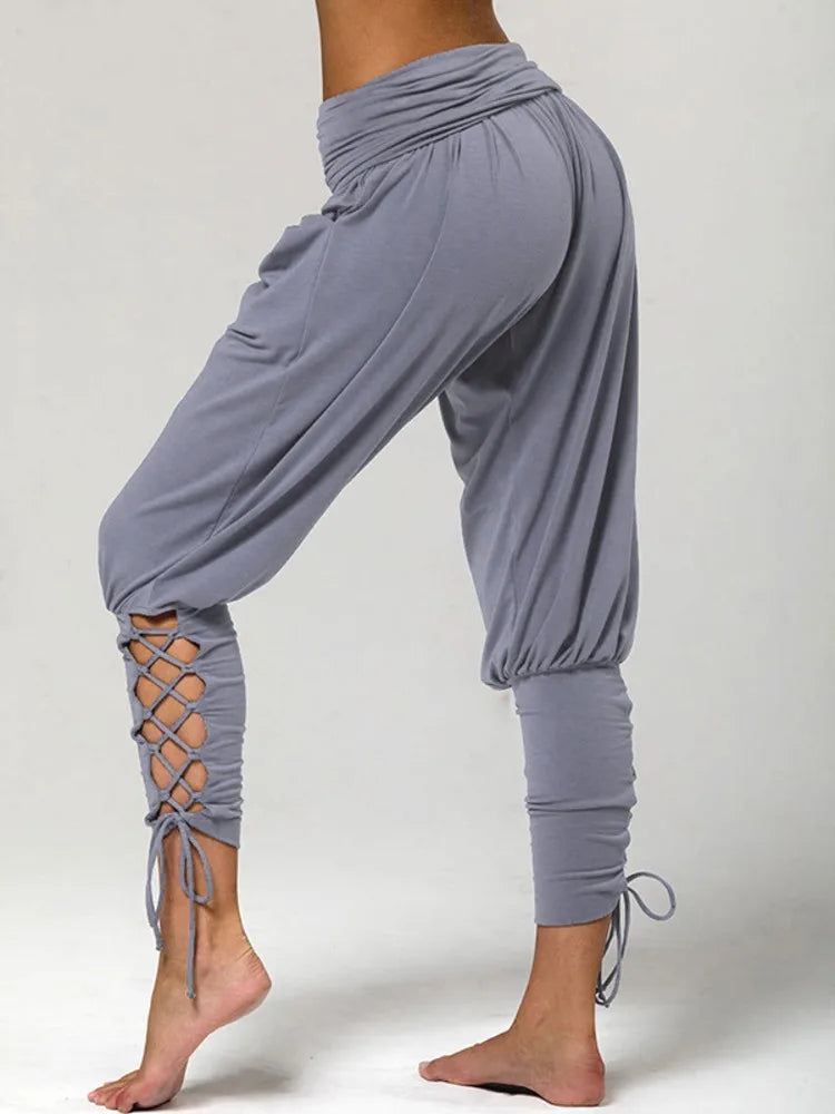 Cyflymder  Women's trousers Solid Loose Bandage Athletic Pants Bandage Solid Color Casual Pants Sports Fitness Trousers Fashion for Women