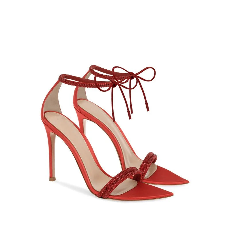 Cyflymder   Fashion Designer Women's Shoes Sexy Runway Style High Heeled Sandals for Woman Exquisite Rhinestone Casual Shoes Sandalias Mujer