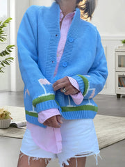 Cyflymder  Women s Cozy Oversized Sweater with V-Neckline and Cable Knit Detailing for Fall Winter Fashion Statement