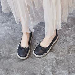 Cyflymder  Single Shoe Women's Versatile Soft Soled Leather Flat Bottomed Casual Shoes Nurse's Shallow Mouth Shoes Bow Tie Women's Shoes