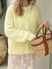 Cyflymder  Women s Cable Knit Cardigan Sweater with Long Sleeves and Button Closure - Cozy Fall Jacket for Casual Streetwear Style