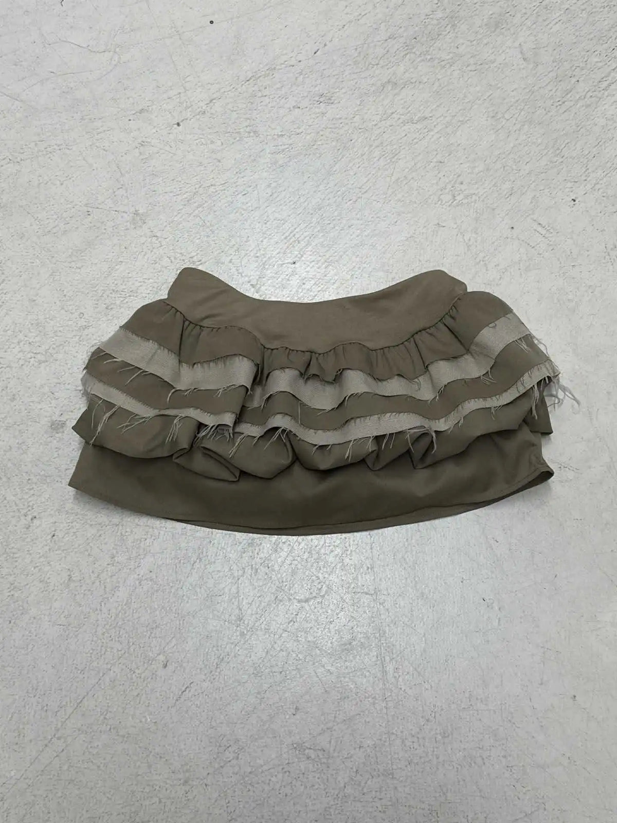 Cyflymder  Retro khaki multi-layer design cake skirt age reducing slimming flower bud mini skirts