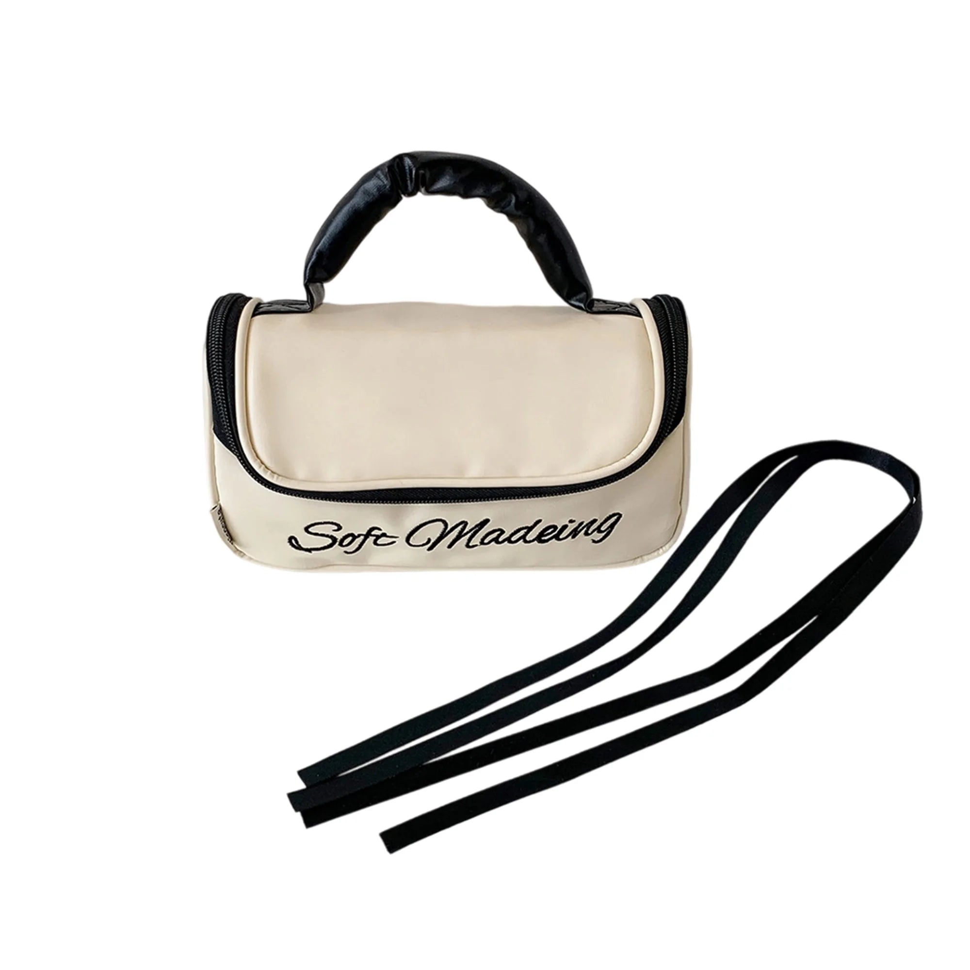 Cyflymder  Embroidered Large Capacity Zipper Pencil Case with Handle for School Supplies Organization and Stationery Storage for Students