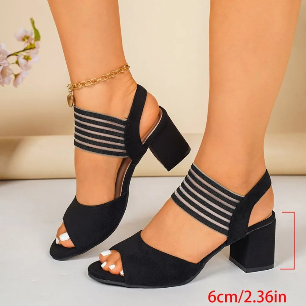 Cyflymder  Casual Fashionable Large Size Rainbow Strap Sandals New Style Women's Shoes Versatile Cross-Border Summer High Heels