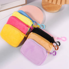 Cyflymder Solid Plush Coin Purse Women's Cute Wallet ID Card Bag Keychain Minimalist Coin Bag Kawaii Wallets for Women