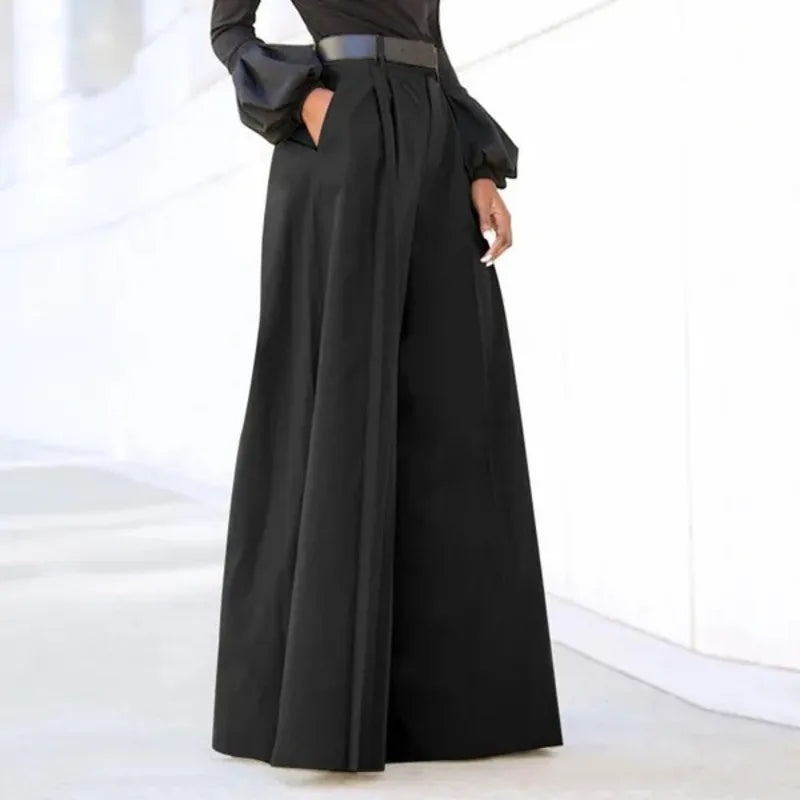 Cyflymder  New High Waist Wide Leg Flare Pants For Women Fashion Elegant Party Palazzo Trousers Trendy Comfortable Stretchy Casual Office