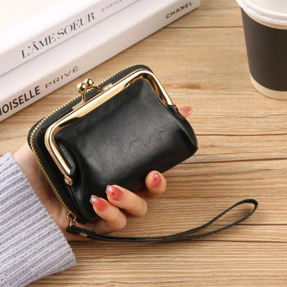 Cyflymder Women Short Wallets Female Short Hasp Coin Purses Ladies Portable PU Leather Money Bag Large Capacity Card Holders Clutch