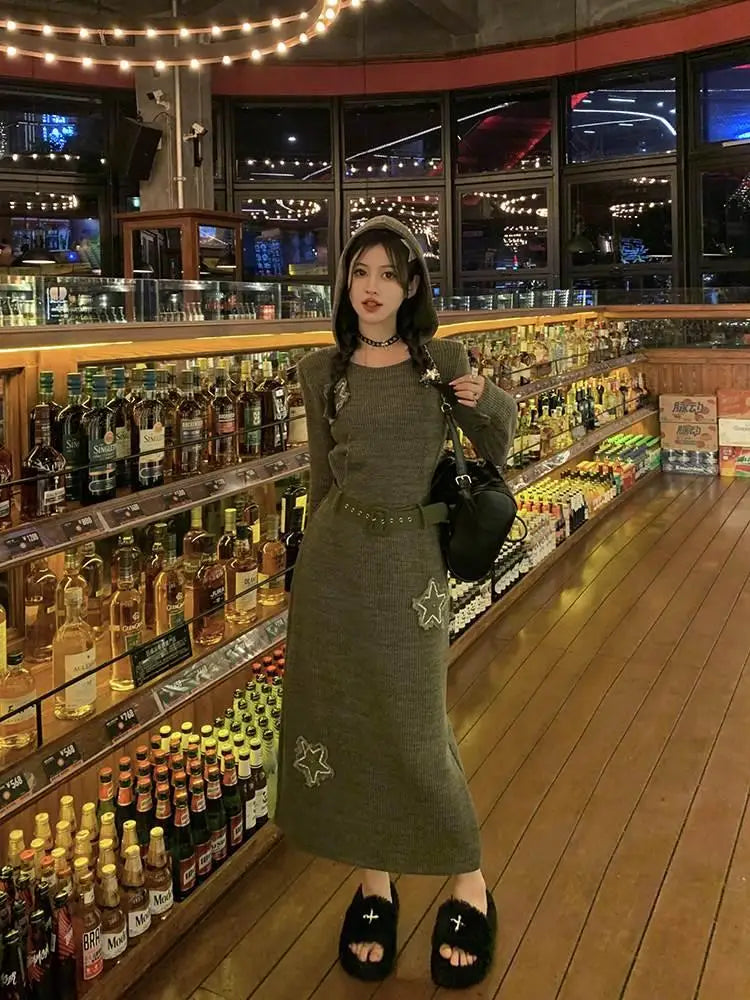 Cyflymder  Extra Large Size Retro Star Print Hooded Dr Spicy Girl Sle Women's Faion for plus Size 200 Pou Winter Collection