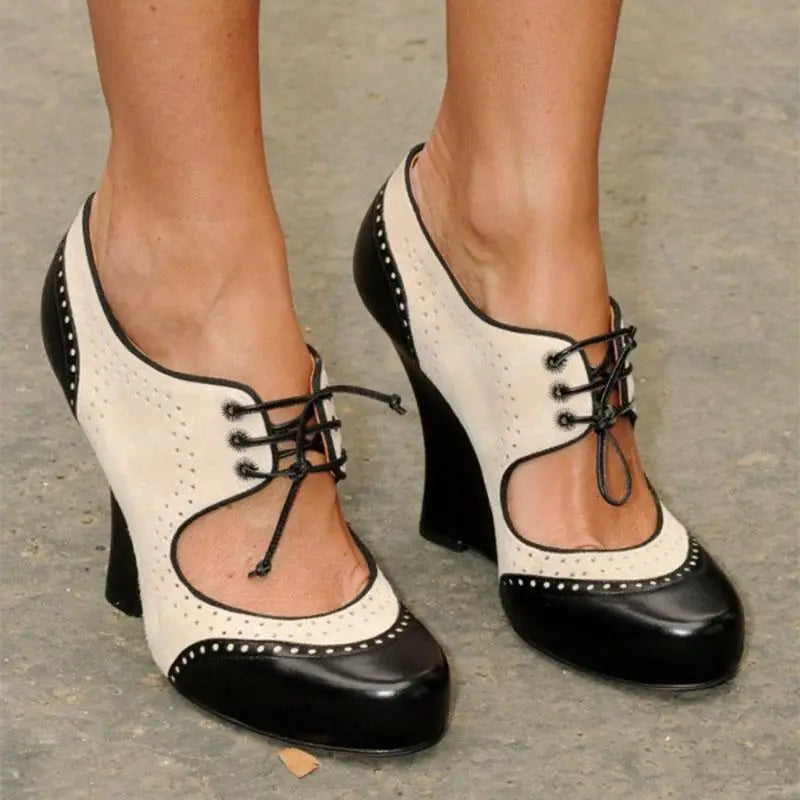 Cyflymder  Retro Roman round Head Chunky Heel Color Blo Mary Jane oes Women's High Heels Faion Single oes Cross-Border