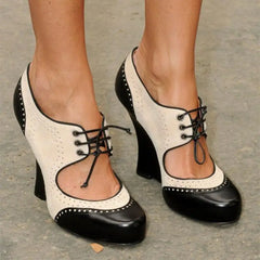 Cyflymder  Retro Roman round Head Chunky Heel Color Blo Mary Jane oes Women's High Heels Faion Single oes Cross-Border