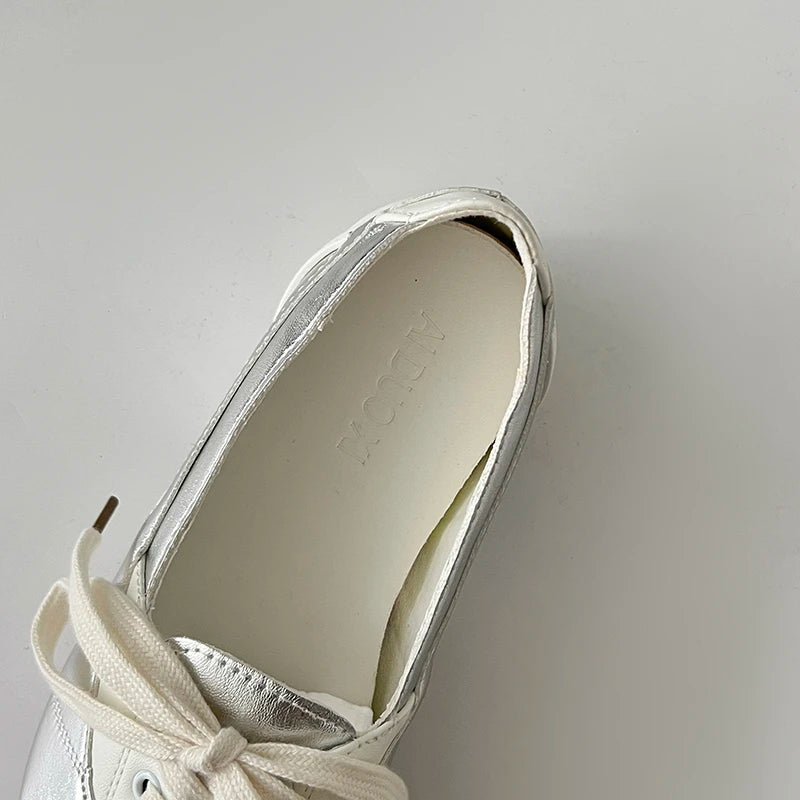 Cyflymder  Korean Style Women's Ballet Slippers 2025 Autumn New Design Sensibility Flat Bottom Tied Shoes Adult Color Block Style