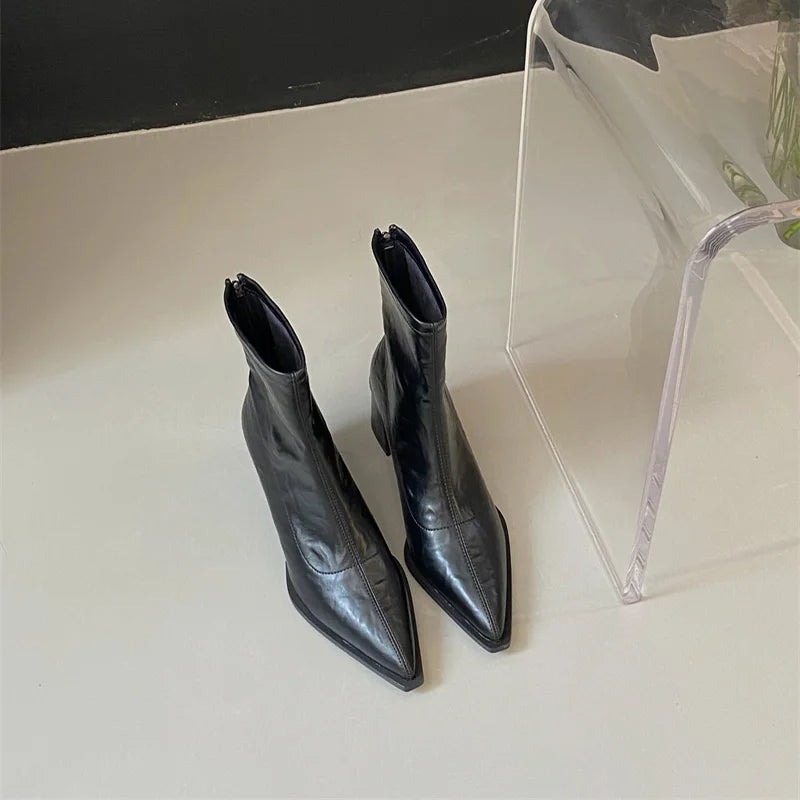 Cyflymder  High Heel Pointed Toe Women Ankle Boots Ladies Elegant Slim Short Booties Autumn Winter Womem's Shoes