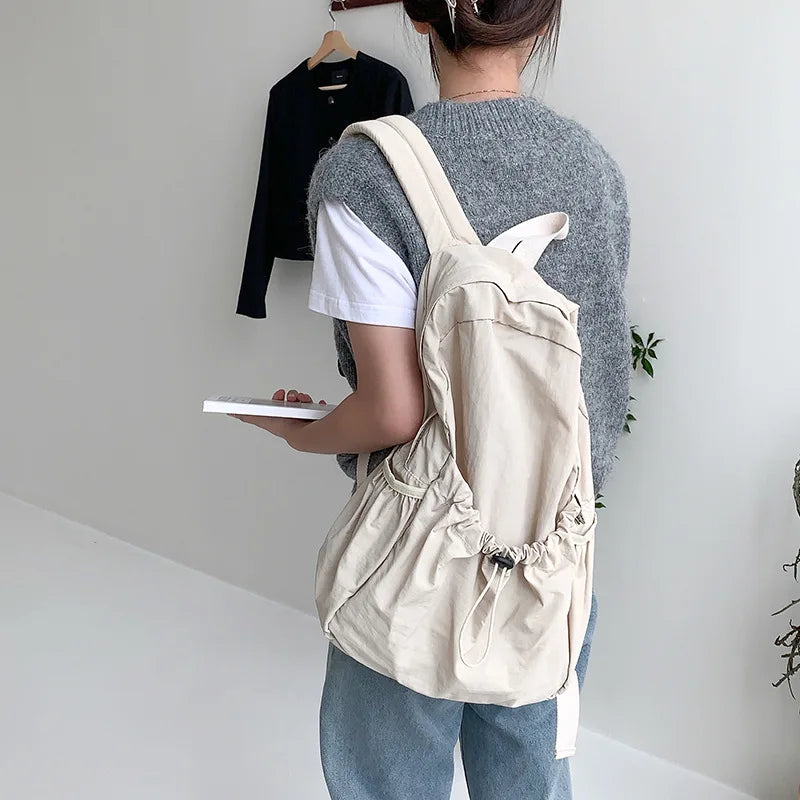 Cyflymder Kpop Drawsting Backpacks for Women Casual Soft Nylon Lady Backpack Light Students Bag Large Capacity Travel Sac Daypack bagpack