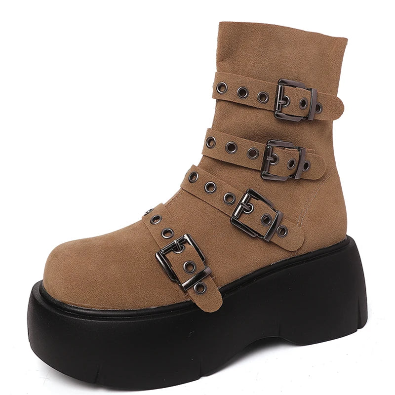 Cyflymder  Autumn Winter Platform Thick Bottom Women Ankle Boots Fashion Female Height Increase Short Booties