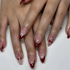 Cyflymder  Flame Heart Bowknot Cherry Stars Lips Nail Art Y2K Cool Sweet Style Fake Nails Detachable Finished False Nails Press on Nails