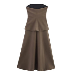 Cyflymder  Women's Retro Off-the-Shoulder Slim-Fitting Dress Chest-Wrapped Stitching New Summer Fashion Festival Dinner Date Dress
