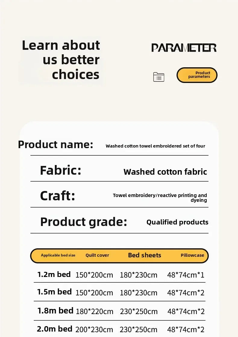 Cyflymder  new student cartoon washed cotton towel embroidered three or four-piece set bed sheet quilt cover mattress bedding
