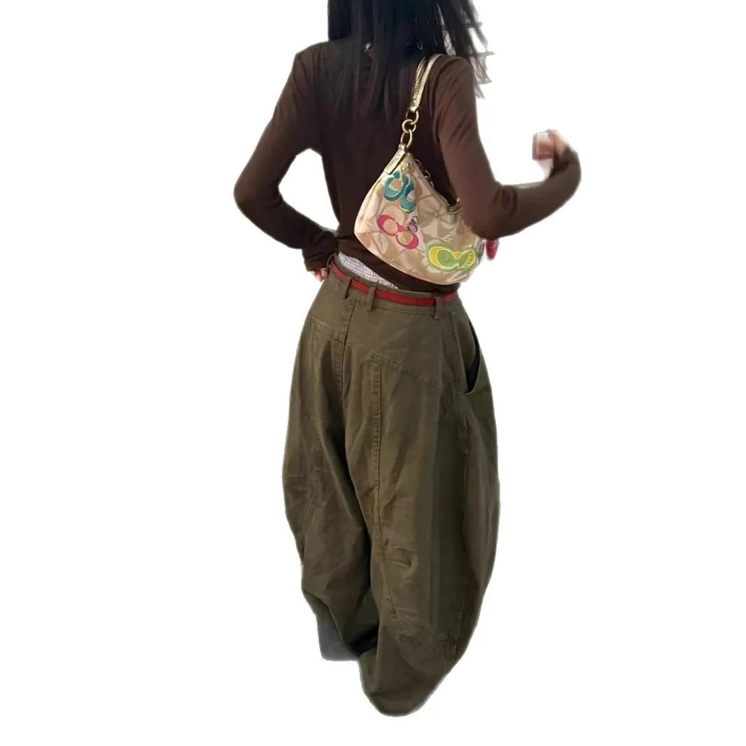 Cyflymder  Y2K American Large Size Waed Knife  Jeans Women's New Sle Spicy Bf Retro Floor Length Wide Leg Pants Casual High Waist