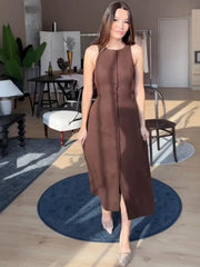 Cyflymder  Dress Women Wholesale 2025 Summer New Style Cross Border Trade Sleeveless Buttons Cinched Waist Stylish Elegant Style