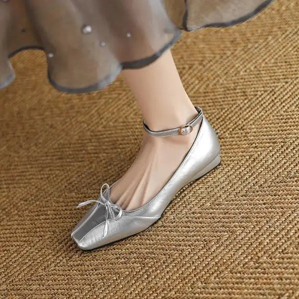 Cyflymder  Shoes Woman 2025 Bow-Knot Female Footwear Square Toe Autumn Casual Sneaker Shallow Mouth Low Heels New Butterfly Dress Big Size